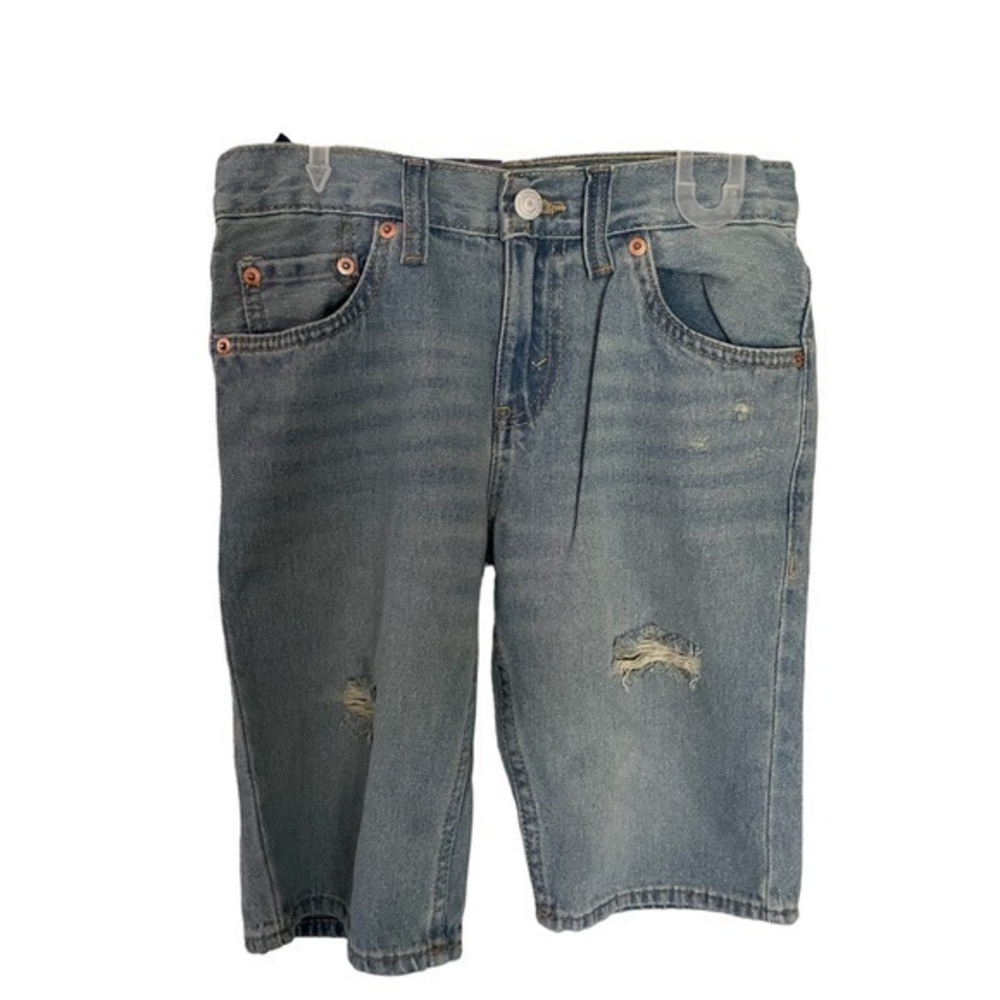 LEVIS 511 slim Youth denim medium wash wash distressed shorts size 10
